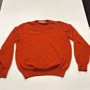Classic V-Neck Sweater in Bold Orange